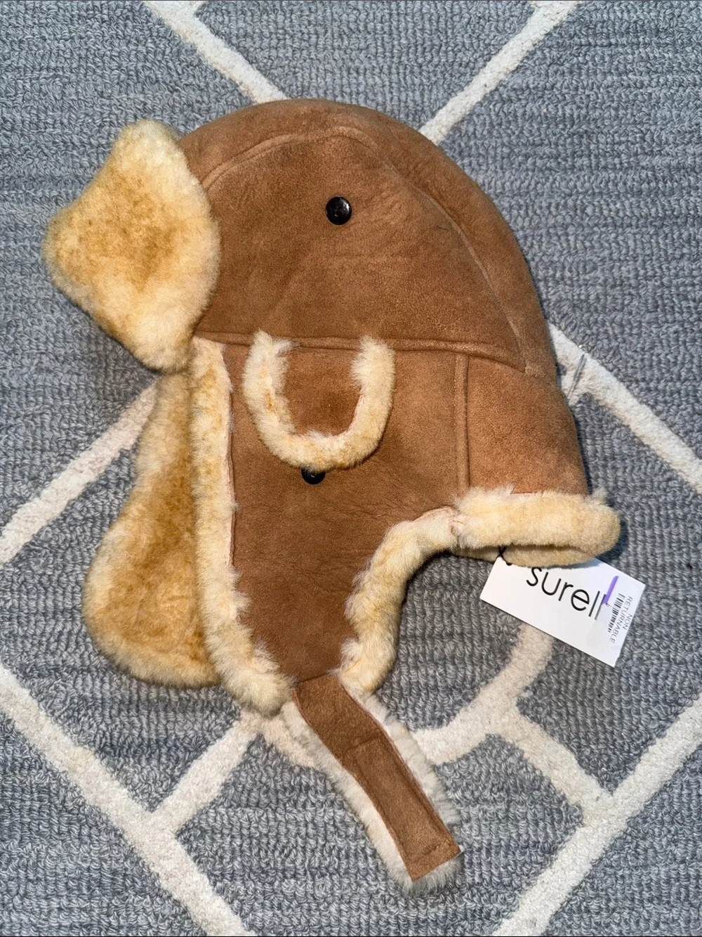 Surell Genuine Shearling Leather Trapper Aviator Winter Hat NWT